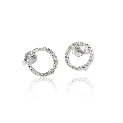 Tiny Treasures White Gold Diamond Extra Small Circle Earrings