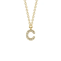 Initials Gold and Diamond Pavé Letter C Necklace