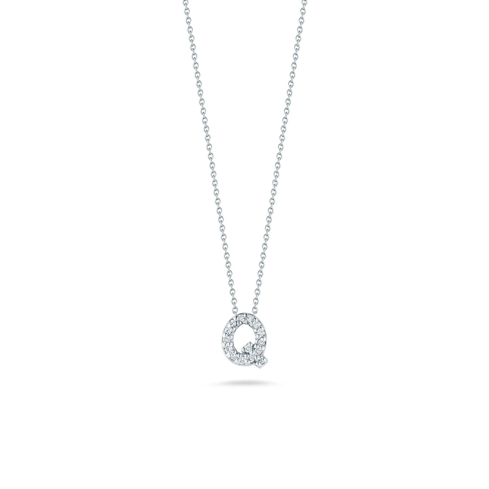 Tiny Treasures Love Letter Q White Gold and Diamond Pendant