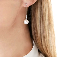 Trend White Gold Pearl and Diamond Earrings