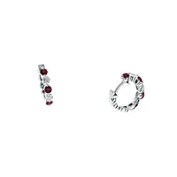 White Gold Ruby and Diamond Hoop Earrings