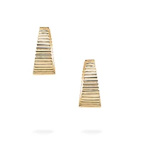 Yellow Gold Pleated Tapered Hoops