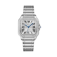 Santos de Cartier Medium Automatic 35 mm Stainless Steel and Diamond