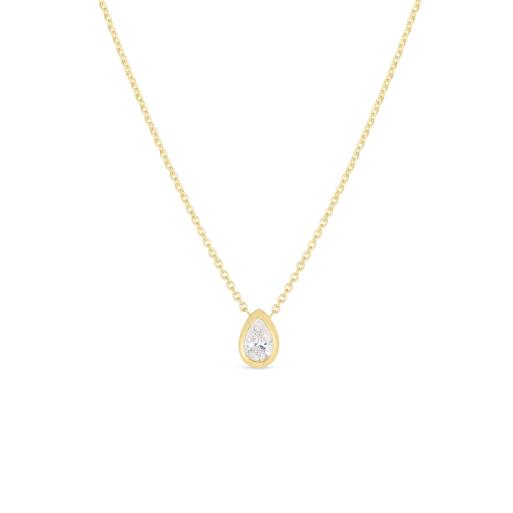 Diamonds By The Inch Yellow Gold and Diamond Pear Cut Pendant Necklace