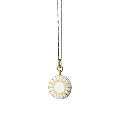 Locket X Color Yellow Gold Vermeil and White Enamel Round Pendant