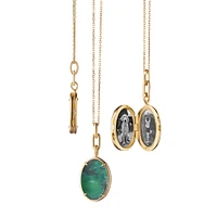 Slim Lockets Elle Oval Yellow Gold and Aventurine Locket