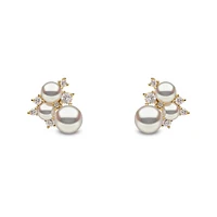 Trend Gold Pearl and Diamond Stud Earrings