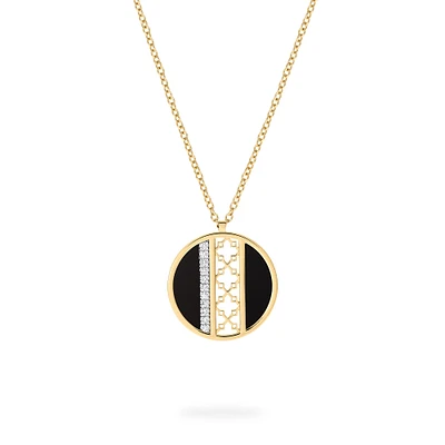 Onyx and Diamond Medallion Pendant, L (25 mm)