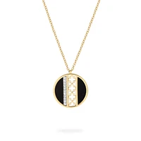 Onyx and Diamond Medallion Pendant, L (25 mm)