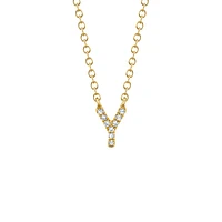 Initials Gold and Diamond Pavé Letter Y Necklace