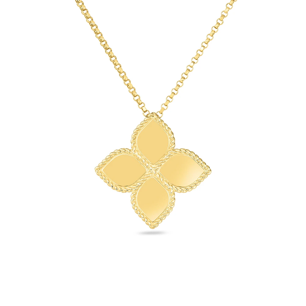 Large Princess Flower Yellow Gold Pendant