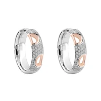 D.Icon White Gold and Rose Gold Diamond Pave Earrings