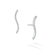 Small White Gold and Diamond S-Shaped Climber Earrings