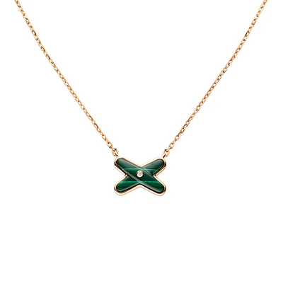 Jeux de Liens Small Rose Gold Malachite Diamond Necklace