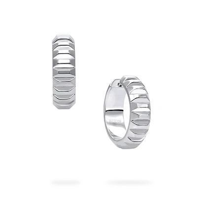 Silver Textured Hoops