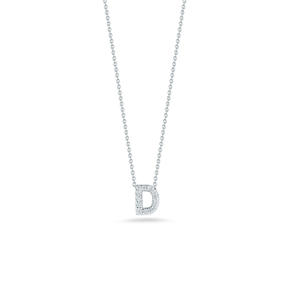 Tiny Treasures Love Letter D White Gold and Diamond Pendant