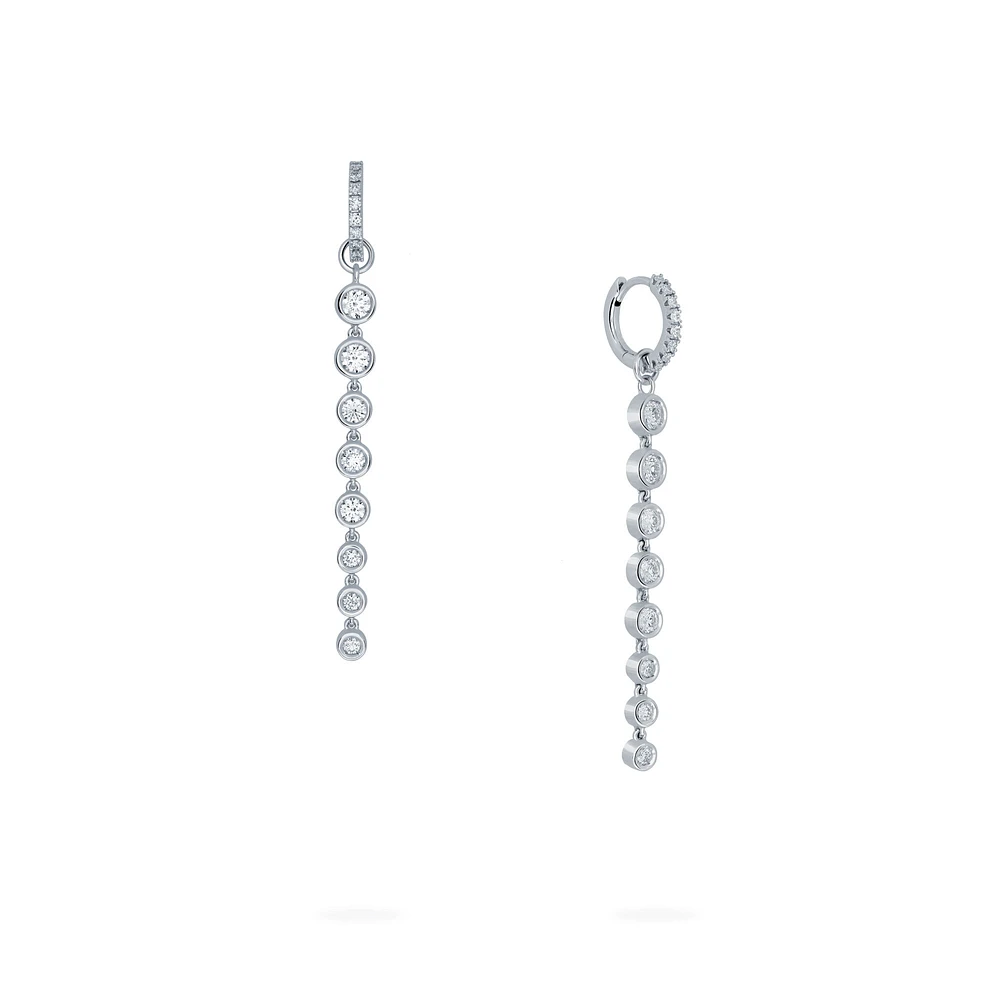 Diamond Bezel Hoop Drop Earrings