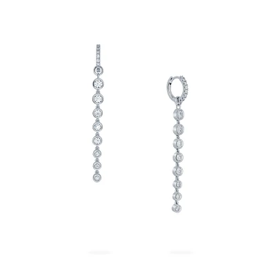 Diamond Bezel Hoop Drop Earrings