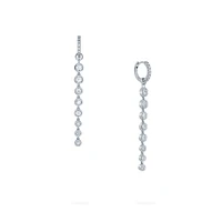 Diamond Bezel Hoop Drop Earrings