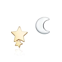 Single Silver Moon Stud Earring for Kids