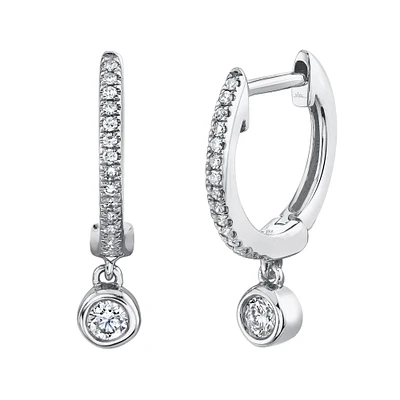 Kate White Gold and Diamont Pavé Mini Hoop Earring