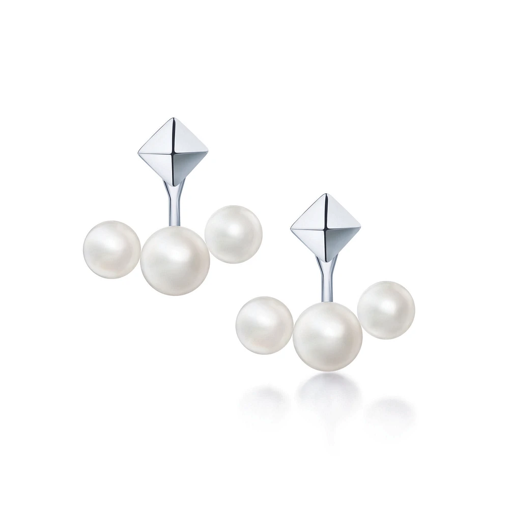 Stud and Pearl Jacket Earrings