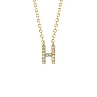 Initials Gold and Diamond Pavé Letter H Necklace