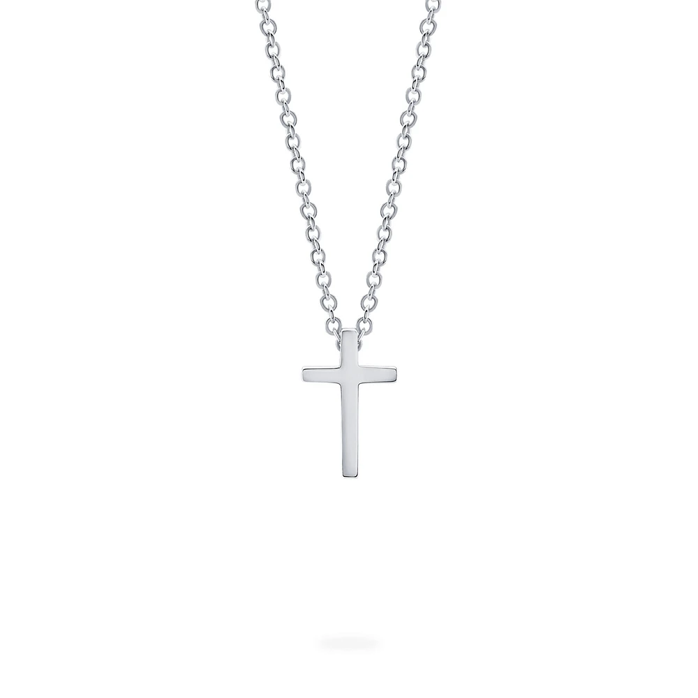 Sterling Silver Cross Pendant for Kids, Small