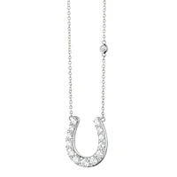 Charm Necklaces Silver and White Sapphire Horseshoe Pendant