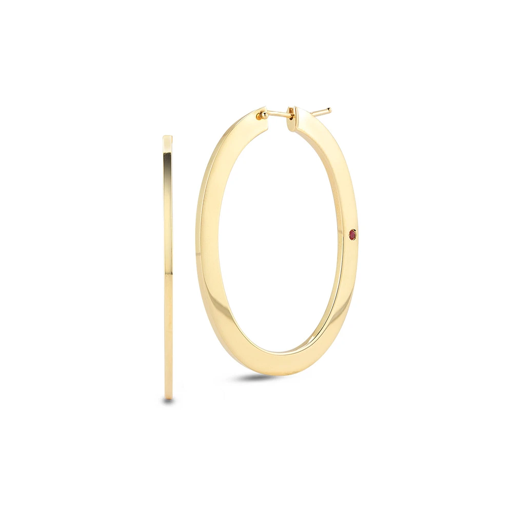 Basic Yellow Gold Large Flat Hoop Earrings