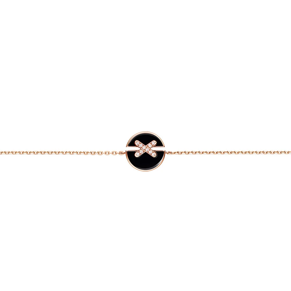 Jeux De Liens Harmony Rose Gold Onyx and Diamond Bracelet