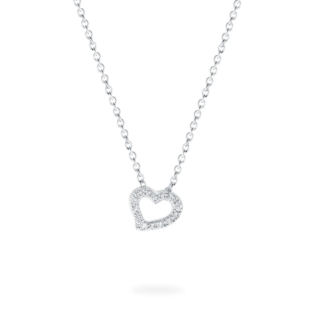 White Gold Diamond Heart Pendant for Kids