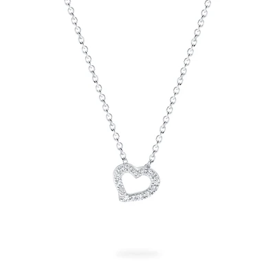 White Gold Diamond Heart Pendant for Kids