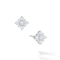 Diamond Square Cluster Stud Earrings, Medium