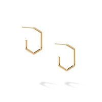 Small Elongated Hoop Earrings in 18KT Yellow Gold