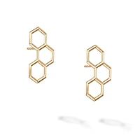 Yellow Gold Hexagons Drop Earrings