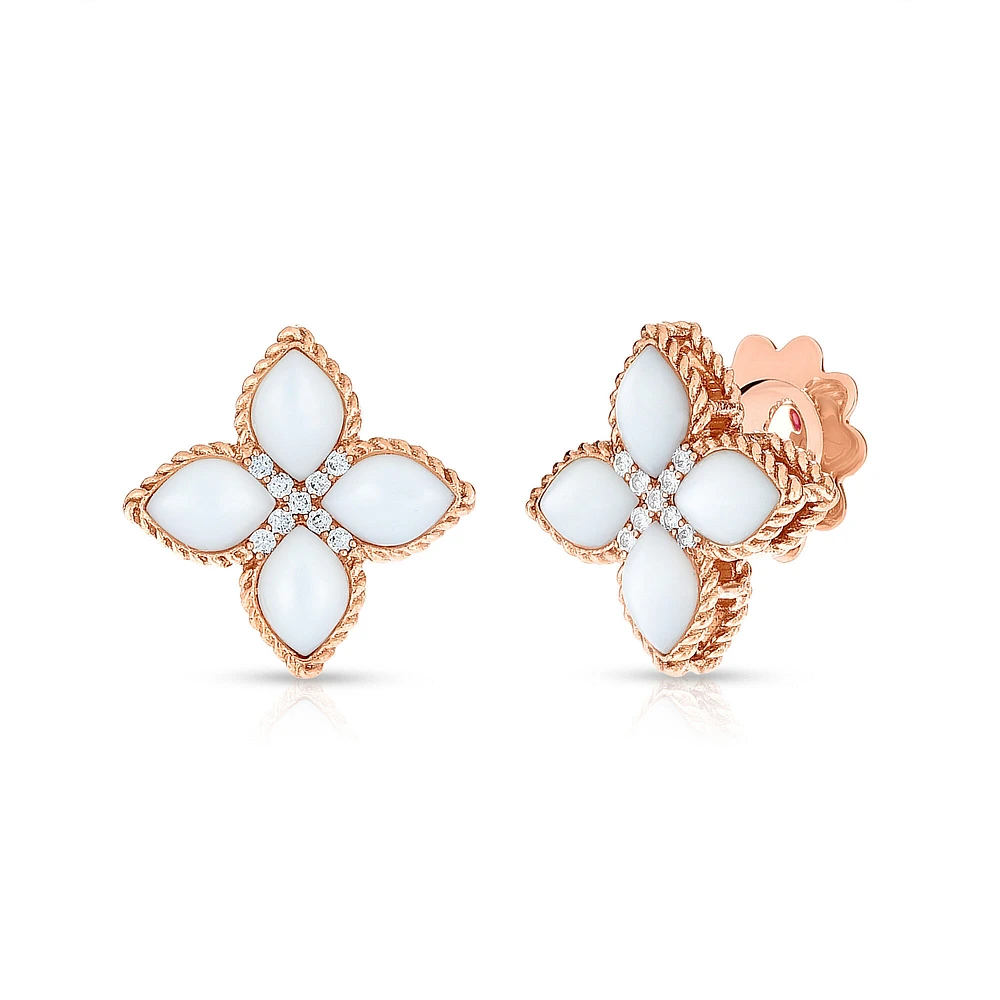 Venetian Princess Medium Rose Gold Diamond and Mother-of-Pearls Earrings