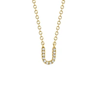 Initials Gold and Diamond Pavé Letter U Necklace