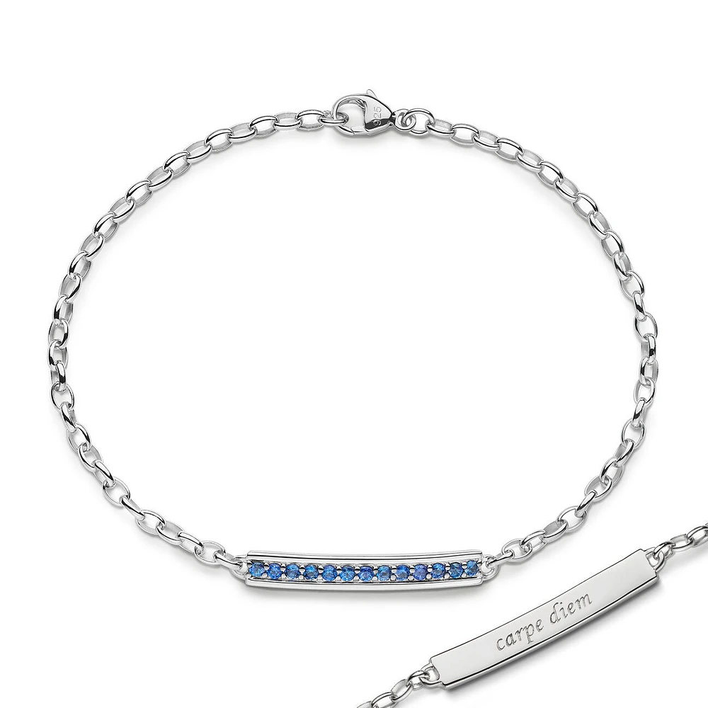 Petite Poesy Carpe Diem Silver and Blue Sapphire Bracelet