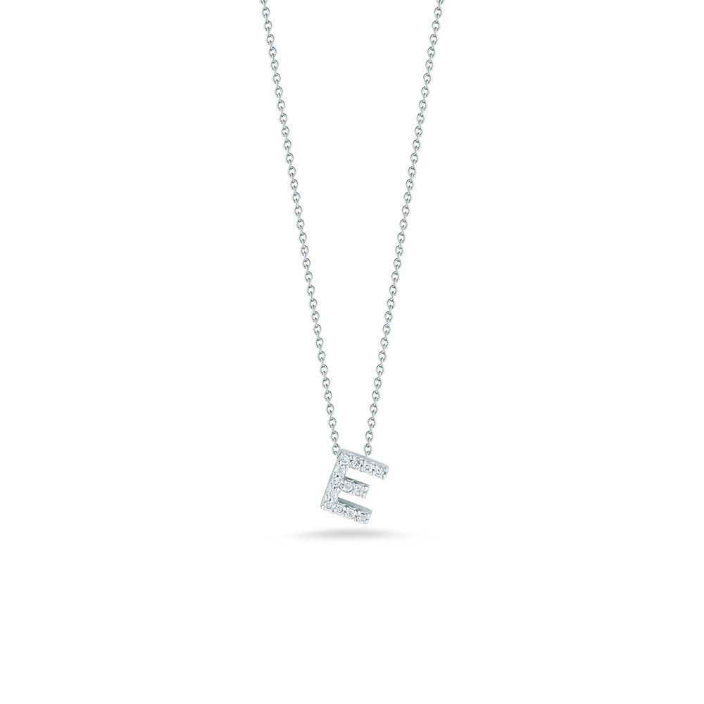 Tiny Treasures Love Letter E White Gold and Diamond Pendant