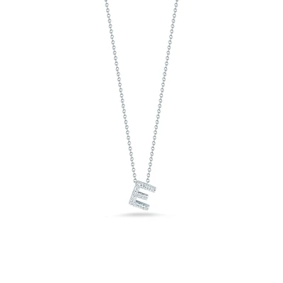 Tiny Treasures Love Letter E White Gold and Diamond Pendant