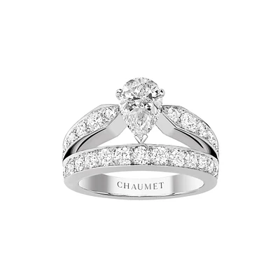 Joséphine Aube Printanière Platinum Diamond Pavé Solitaire From Carat