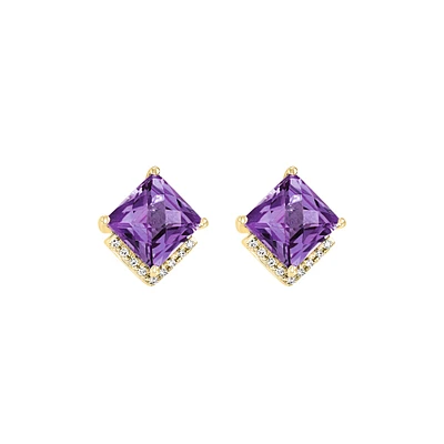 Amethyst and Diamond Stud Earrings