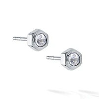 White Quartz and Silver Stud Earrings