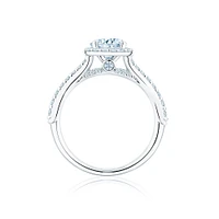 Round Diamond Engagement Ring With Single Halo And Diamond Band