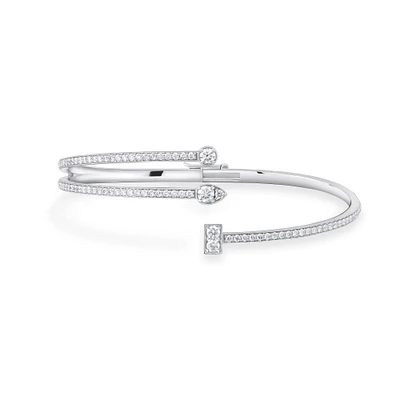 Triple Row Diamond Bangle Bracelet