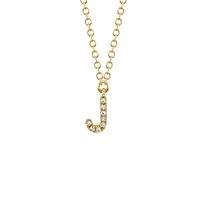 Initials Gold and Diamond Pavé Letter J Necklace