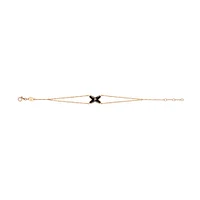 Jeux De Liens Rose Gold Onyx and Diamond Double Chain Bracelet