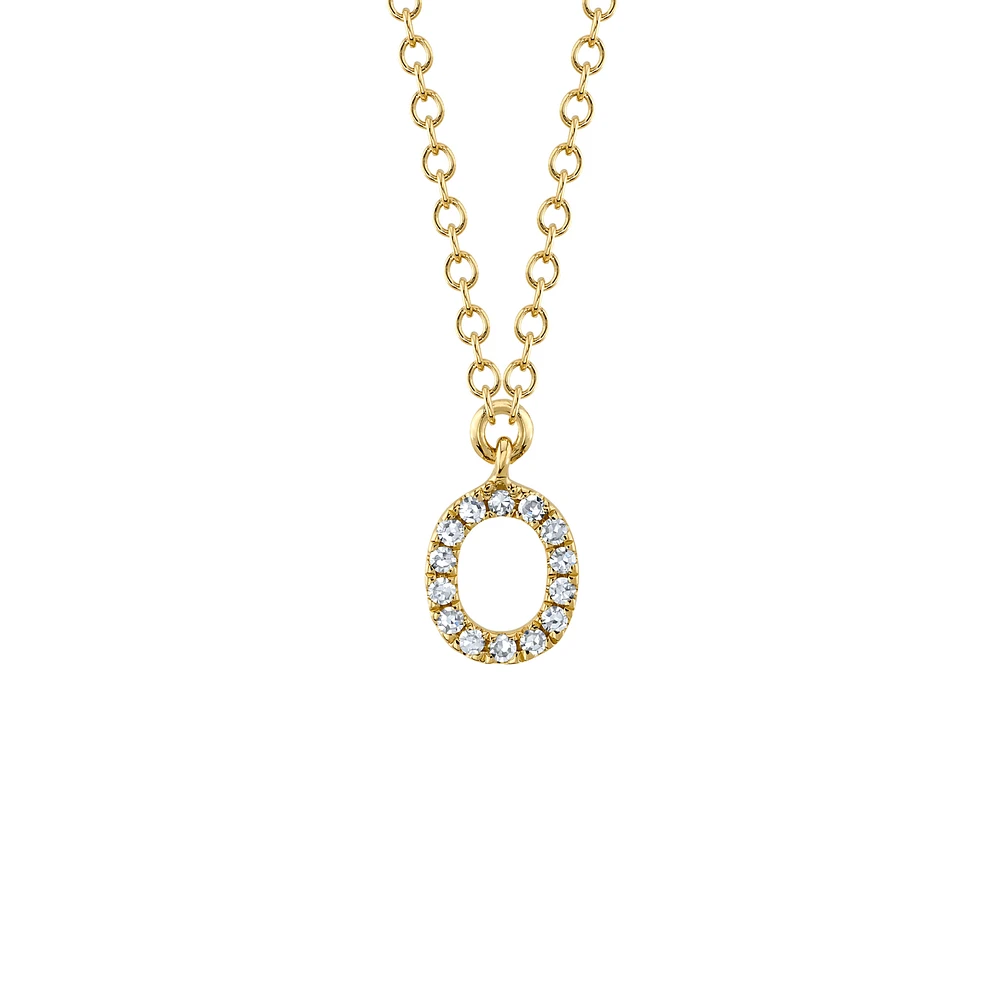 Initials Gold and Diamond Pavé Letter O Necklace