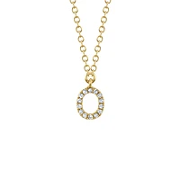 Initials Gold and Diamond Pavé Letter O Necklace